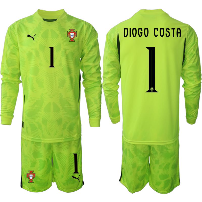 Men 2025-2026 Season Portugal Fluorescent green long sleeve goalkeeper 1 Soccer Jersey